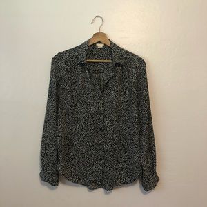 H&M Leaf Print Blouse Blue & White